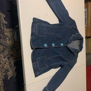 Tahari Women's Denim Jacket with Blue Buttons